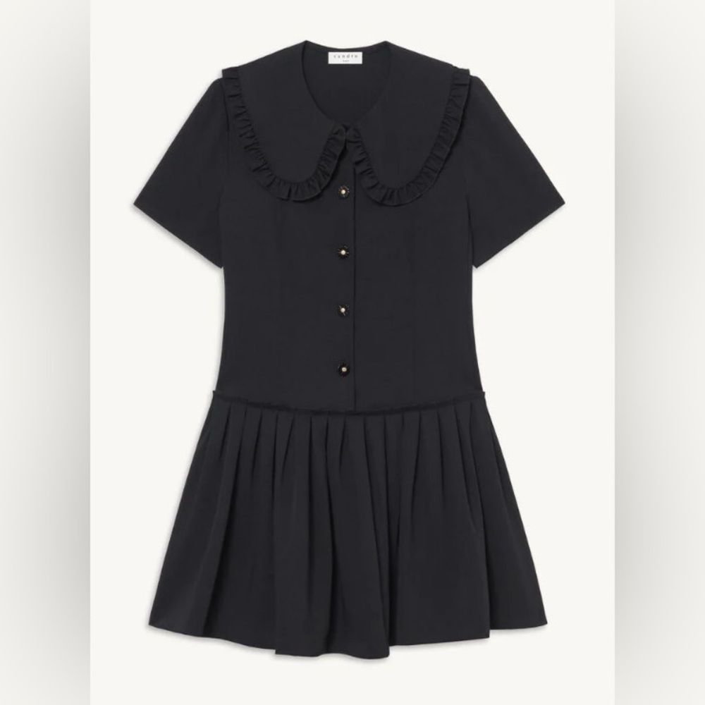 Sandro black Dress with Peter Pan Collar 34/XS Petite